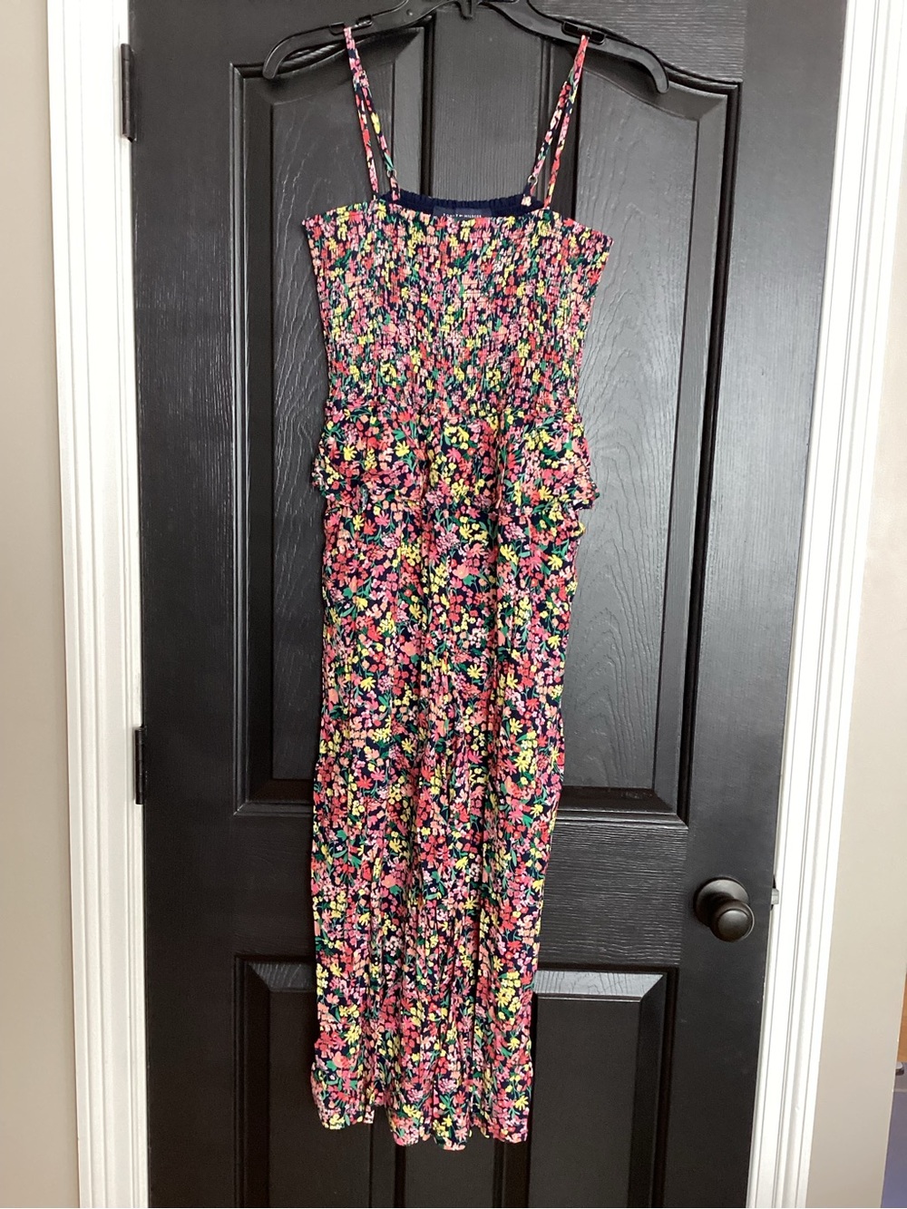 Tommy Hilfiger Pink Multi Floral Smocked Strap Jumpsuit